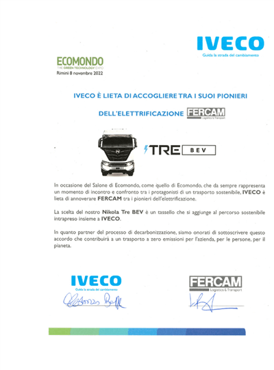 Accordo FERCAM – IVECO: in arrivo il primo trattore elettrico Nikola Tre